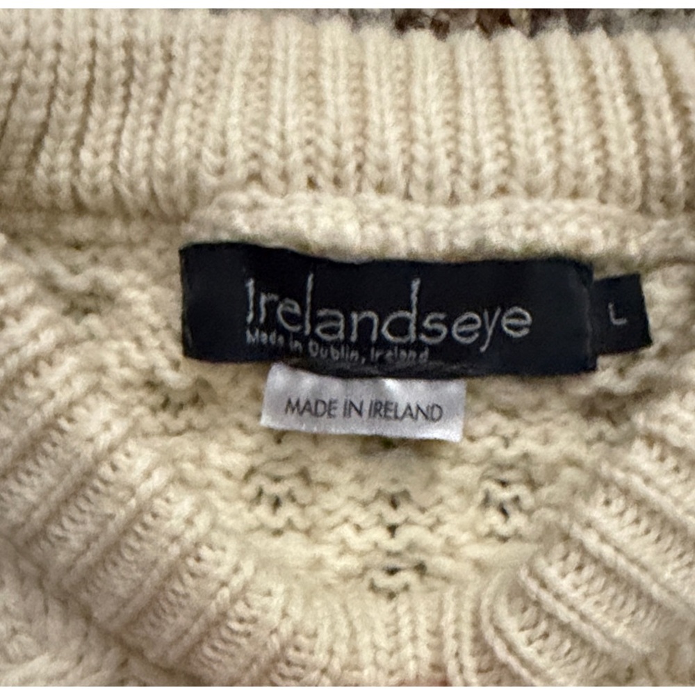 Gender neutral authentic Irish knit Knit Merino wool Sweater - Cream - Picture 4 of 7